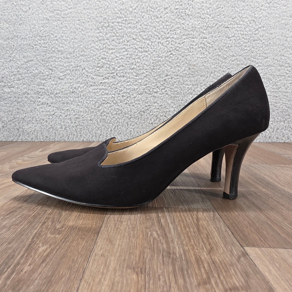 Adrienne Vittadini Black Suede Pointed Toe‎ Pumps Heels Classic Career Shoes 8M - Picture 2 of 10